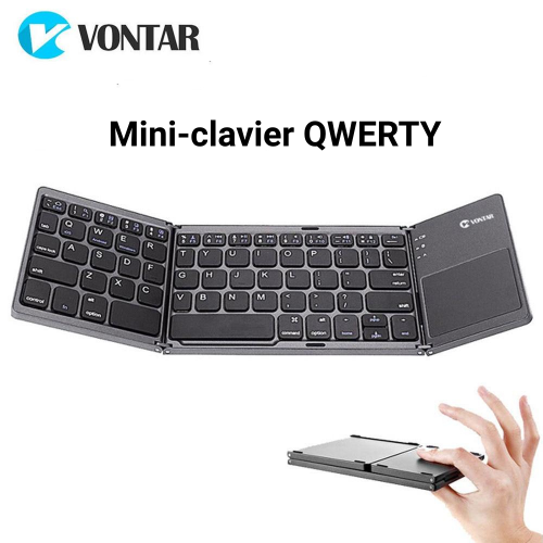Mini-clavier QWERTY bluetooth portable et pliable compatible  iOS/Android/Windows
