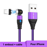 Cable USB embout magnétique rotatif lightning pour iPhone 11