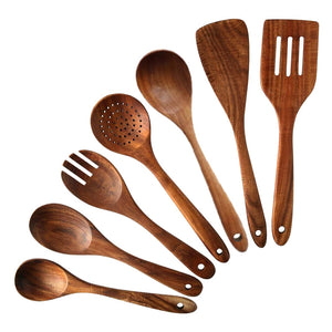 Jeu de 7 ustensils en bois pour la cuisine Haute qualité