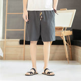 Men's Bermuda short linen fabric gray