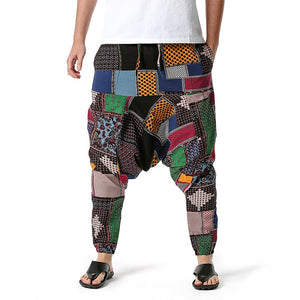 Pantalon sarouel pour hommes en coton à motifs