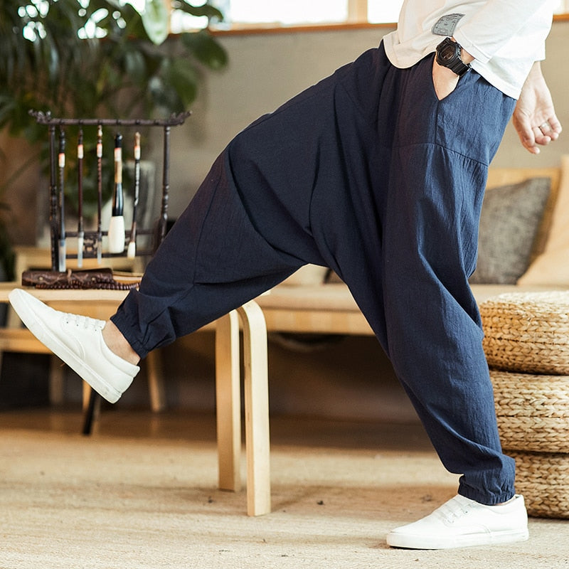 Buy HANGUP Blue Solid Silk Regular Fit Men's Harem Pants | Shoppers Stop
