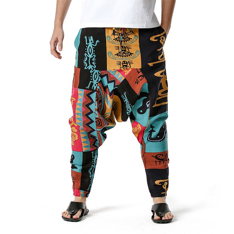 Pantalon sarouel pour hommes en coton à motifs – KazaGoods-Home