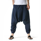 Pantalon sarouel hommes 100% coton bleu marine