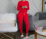 ensemble pullover jogging femmes rouge