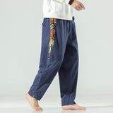 Pantalon lin-coton casual bleu