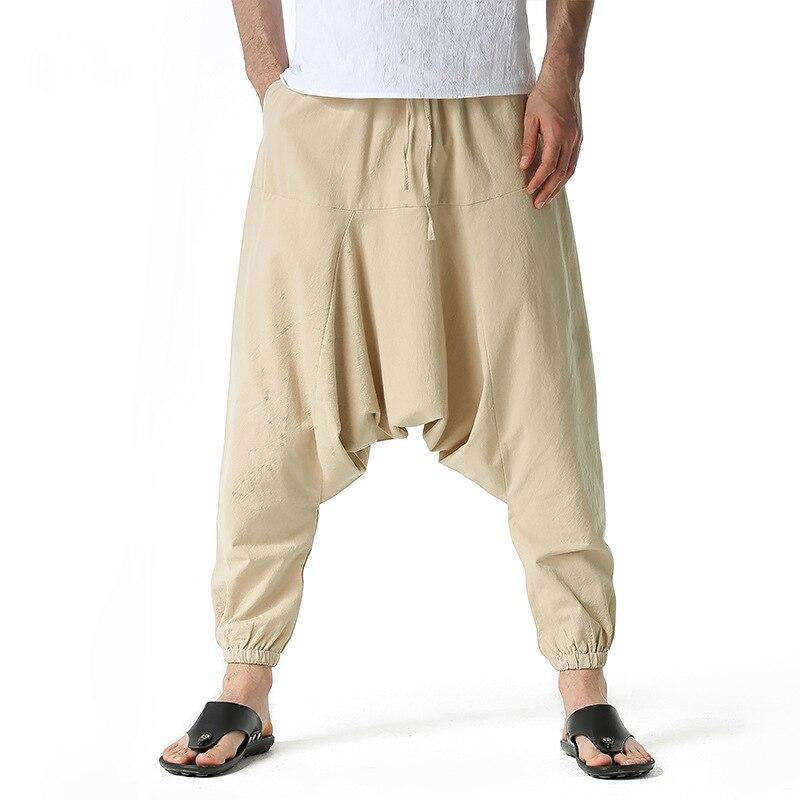 Fashion Vintage Loose Men's Breathable Long Linen Harem Pants - China  Trousers and Clothing price | Made-in-China.com