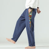 Men's blue linen-coton pants