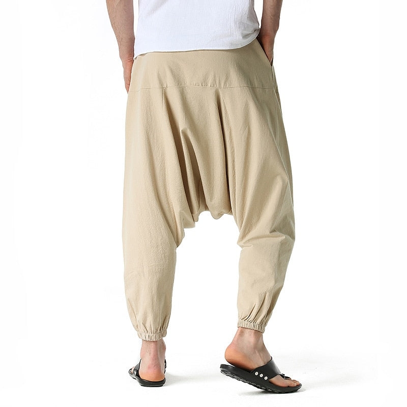 MABEN-S] Pantalon sarouel homme, pantalon décontracté en lin de coton,  pantalon baggy jogger homme