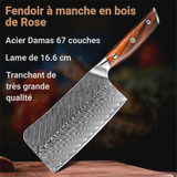 Fendoir en acier damas et manche en bois