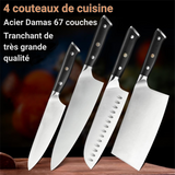 Jeu de 4 couteaux de cuisine professionnels lame acier 1.416 allemand