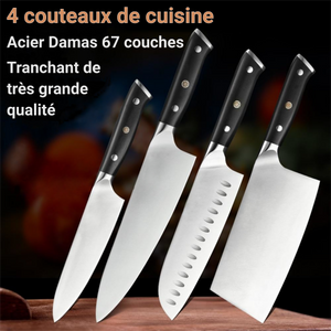 4 pieces professional kitchen knives kit Germany 1.4116 steel