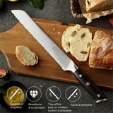 Couteau à pain en acier allemand 1.4116 manche en bois d'ébène